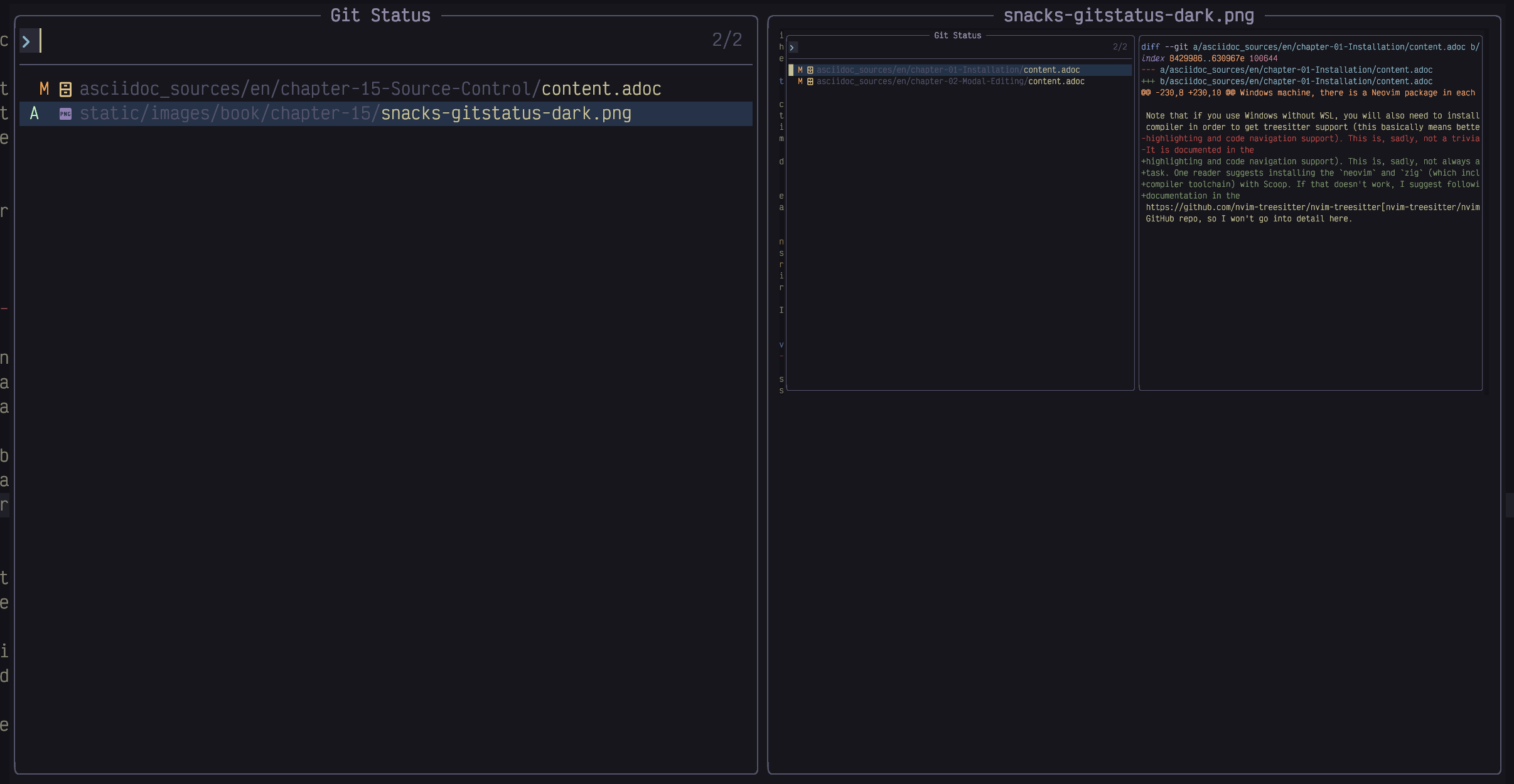 snacks gitstatus dark